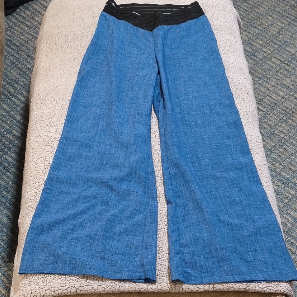 Chic Blue Pants with Black Stripes